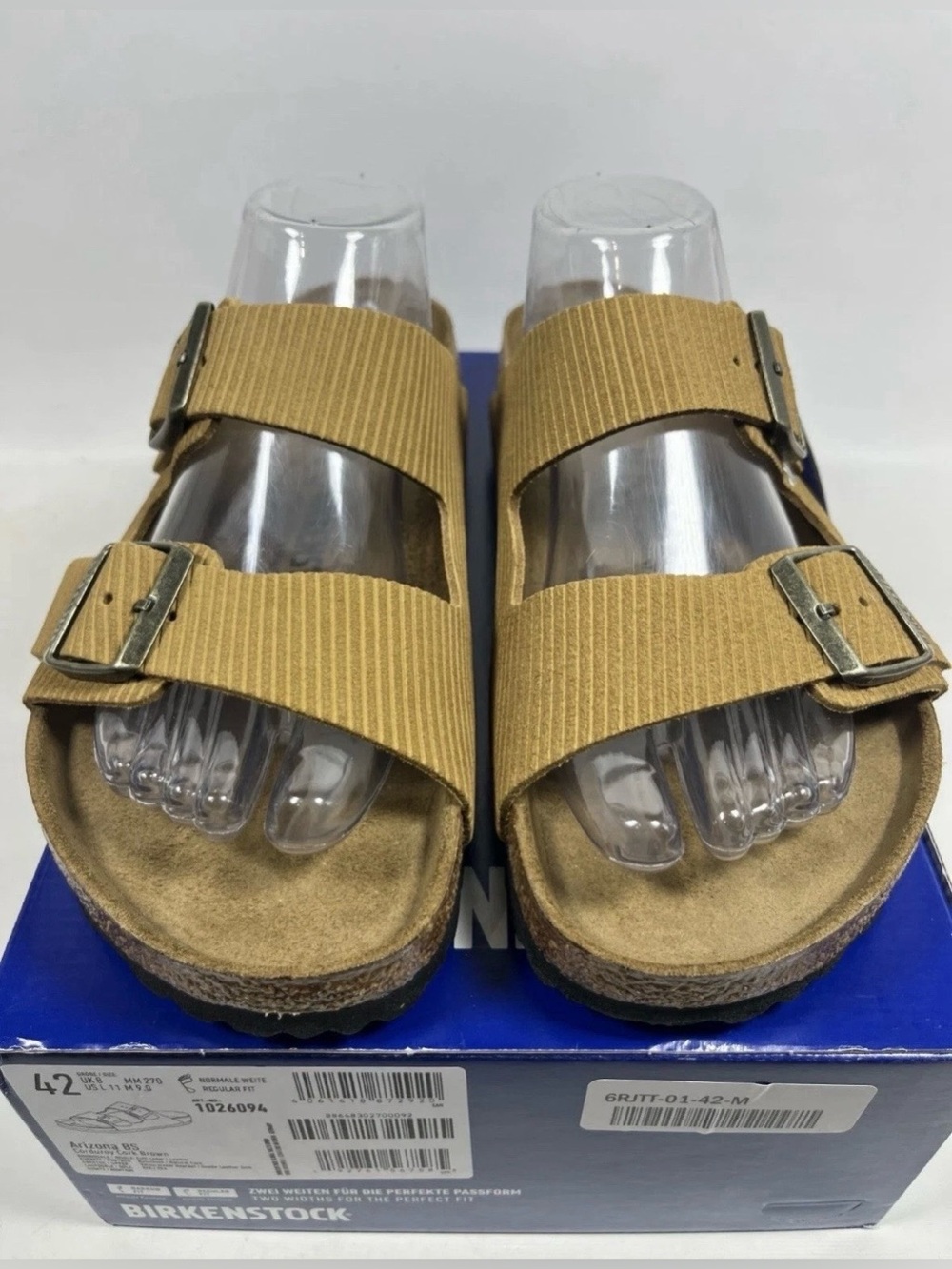 Birkenstock 💅 Arizona Corduroy Suede Cork Embossed Brown Sandals 6 6.5 37 41 - Picture 7 of 10